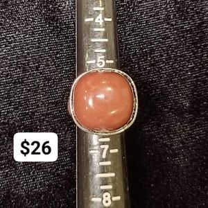 Burnt Orange Stone Cocktail Ring Sz 6